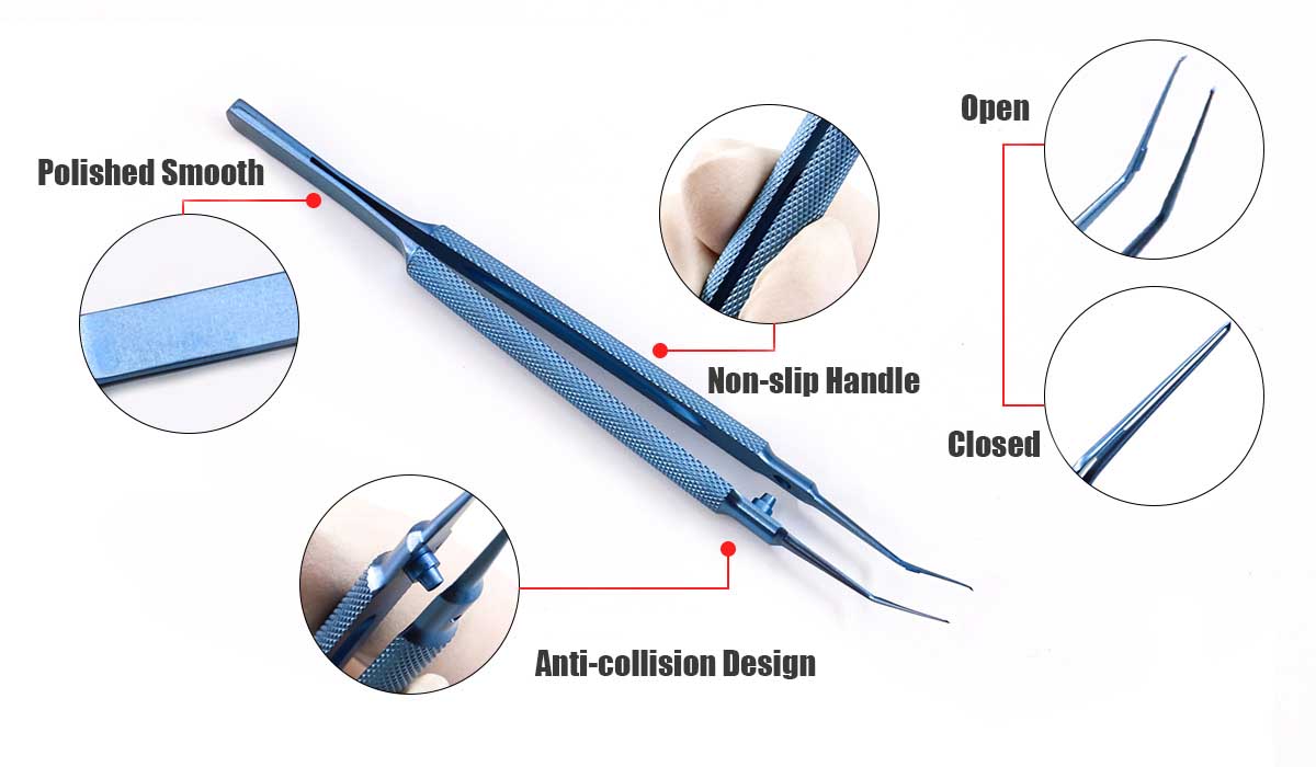 Features of Utrata Capsulorhexis Forceps with titanium round handle